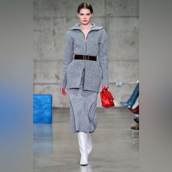 Tibi Runway High Rise Ribbed Knit Midi Sweater Maxi Skirt - Picture 1 of 10